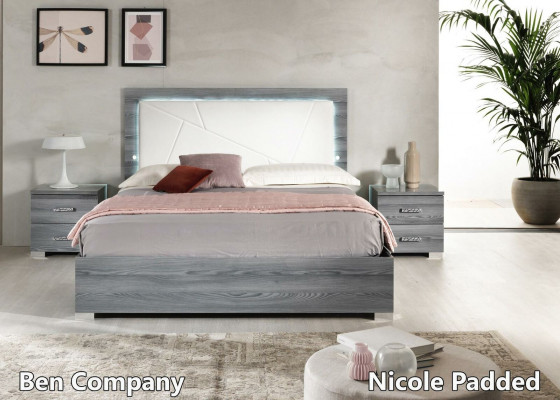 Lit de luxe Chambre à coucher Lits en bois moderne double lit de couchage gris 160x200 neuf