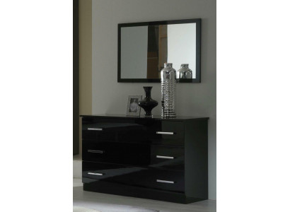 Tableau Commode Miroir Classique Coiffeuse Chambre Tabouret Ensemble Verni Brillant