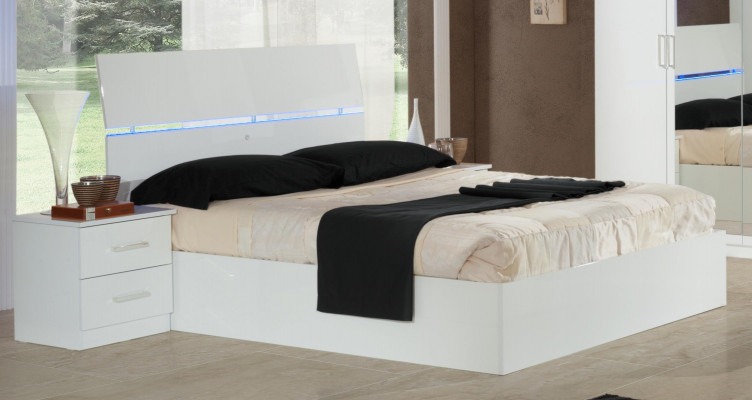 Chambre à coucher design 6 pcs. Ensemble complet Lit Table de chevet Commode Miroir Bois