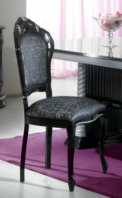 Chaise Noire Argent Design Salon Salle À Manger Bois Chaises Rembourrées Fabriquées Italie