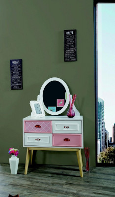 Commode avec miroir Commode de luxe Console Commode Commode Rosa Mobilier de chambre d'enfants neuf
