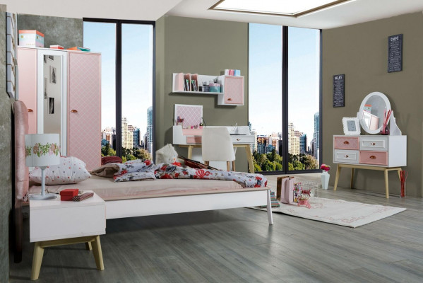 Commode avec miroir Commode de luxe Console Commode Commode Rosa Mobilier de chambre d'enfants neuf
