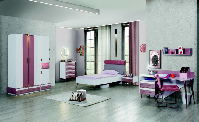 Commode avec miroir Commodes en bois Meubles Armoire Chambre d'enfants Rose nouveau