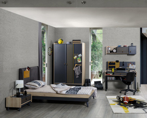 Conception de l'armoire de chambre à coucher pour la jeunesse Armoires de vêtements Mobilier bleu neuf