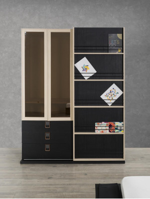 Étagère de garde-robe de bureau Armoire en verre Armoires Mobilier Bois Ameublement Étagères