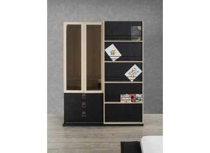 Étagère de garde-robe de bureau Armoire en verre Armoires Mobilier Bois Ameublement Étagères
