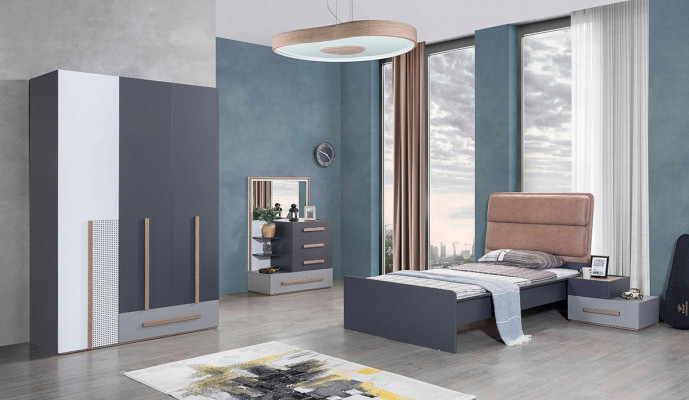 Ensemble chambre d'enfant lit table de chevet chambre de jeunes design moderne 6 pièces.