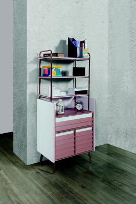 Chambre d'enfants Ensemble 7 pièces Lit de luxe Table de chevet Commode Armoire Étagère murale