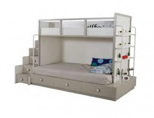 Chambre d'enfants Ensemble de chambre à coucher Meubles en bois Lit superposé Lit mezzanine Table 3 pièces