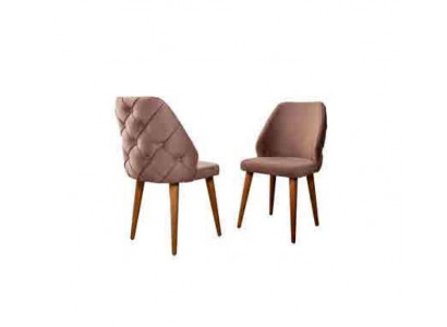 Chaise rembourrée en bois Beige Dossier Chesterfield sur pieds en bois pour la salle à manger