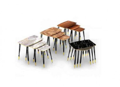 3 tables basses de luxe sur des pieds noirs en acier inoxydable pour votre salon