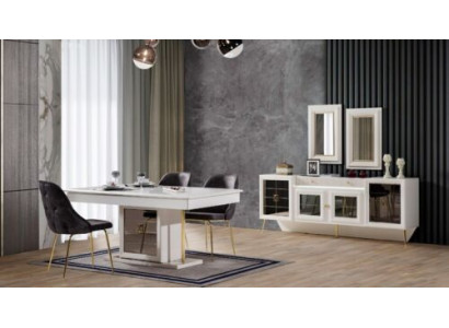 Ensemble complet Table à manger 6xChaises Salle à manger Ensemble Groupe de la salle à manger Table en bois 9 pièces