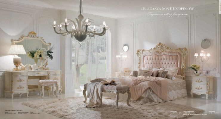 Chambre de luxe Lit double Table de chevet Suite Coiffeuse 7 pièces