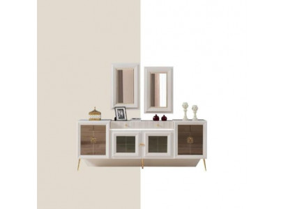 Buffet avec miroir en bois Massif Tiroirs Salon Buffets