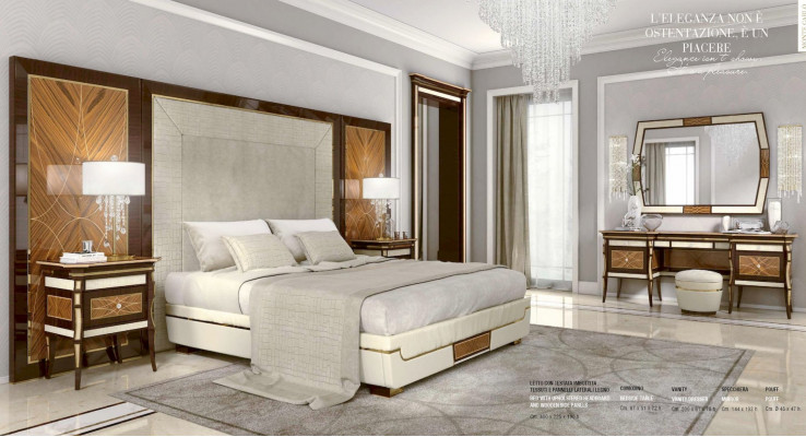 Suite Chambre Lit double Lit de luxe Marron Ensemble Groupe 8 pièces