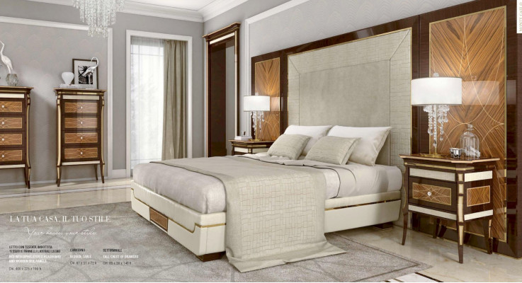 Suite Chambre Lit double Lit de luxe Marron Ensemble Groupe 8 pièces