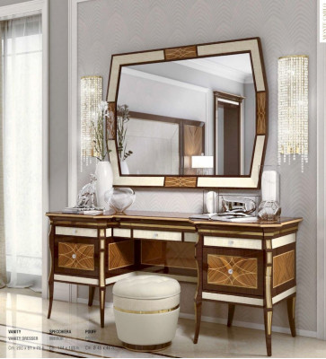 Suite Chambre Lit double Lit de luxe Marron Ensemble Groupe 8 pièces