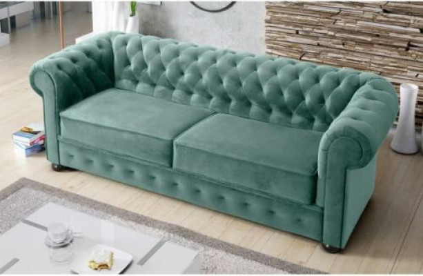 Canapé design 3 places en cuir rembourré canapé Textile Chesterfield de grande taille