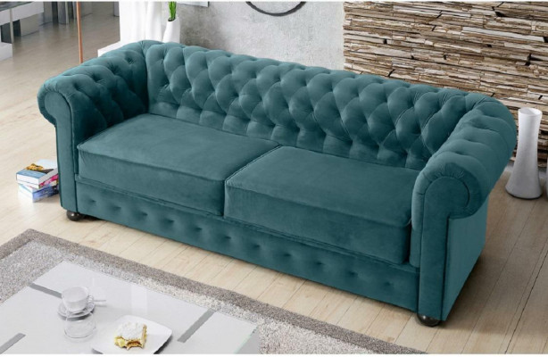 Canapé design 3 places en cuir rembourré canapé Textile Chesterfield de grande taille