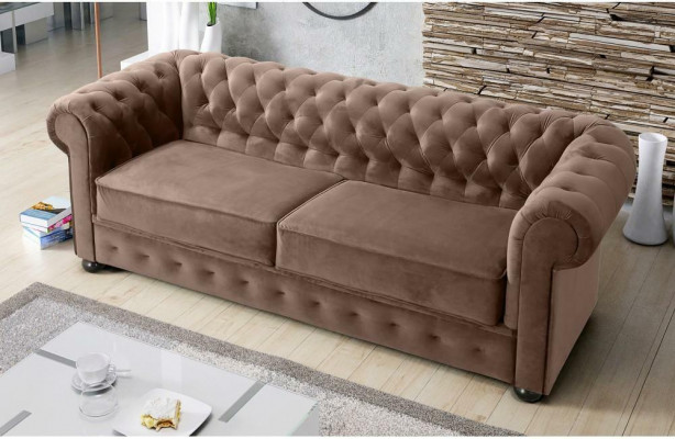 Canapé design 3 places en cuir rembourré canapé Textile Chesterfield de grande taille