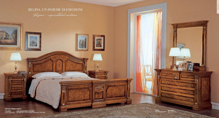 Chambre Lit double Suite Lit Tables de chevet Commode Miroir Ensemble