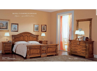 Chambre Lit double Suite Lit Tables de chevet Commode Miroir Ensemble
