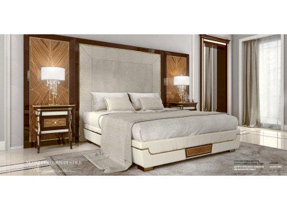 Lit de luxe Lit double Grand lit marron Cadre de lit et sommier Chambre