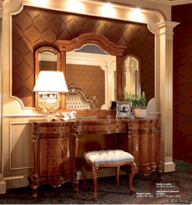 Miroir de coiffeuse de luxe Coiffeuse Marron Ensemble de Chambre