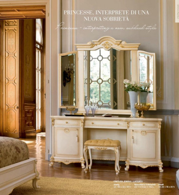 Coiffeuse Coiffeuse miroir Console Beige Luxe Bois Ensemble