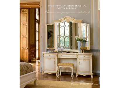 Coiffeuse Coiffeuse miroir Console Beige Luxe Bois Ensemble