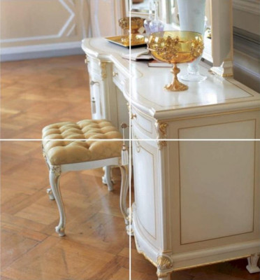 Coiffeuse Coiffeuse miroir Console Beige Luxe Bois Ensemble