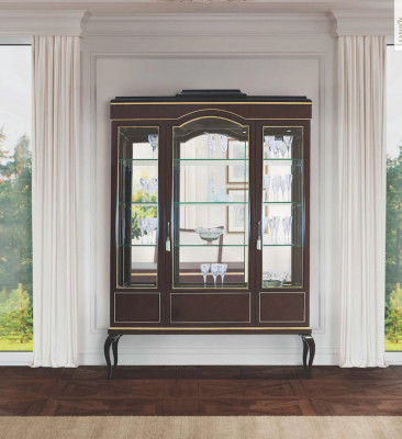 Vitrine Armoires Vitrines Marron Armoire de luxe Bois Verre Salon