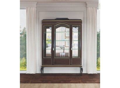 Vitrine Armoires Vitrines Marron Armoire de luxe Bois Verre Salon