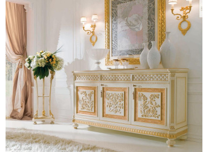 Buffet Meuble Armoire Bois Beige Salle à manger Commodes Baroque