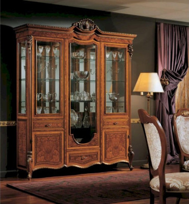 Vitrines d'exposition de luxe marron Grandes armoires Vitrines Garde-robe Bois Salon