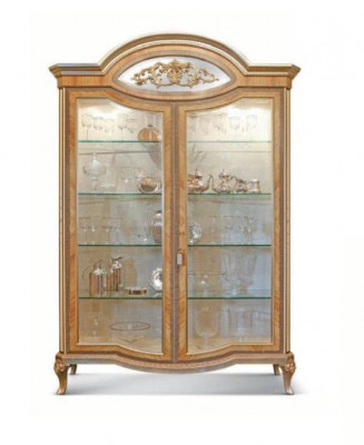 Vitrine Armoires de luxe Vitrines Bois Mobilier de salon Or Beige