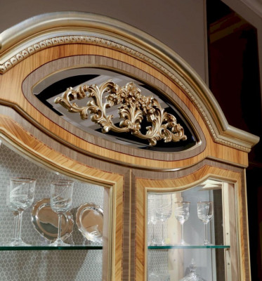 Vitrine Armoires de luxe Vitrines Bois Mobilier de salon Or Beige