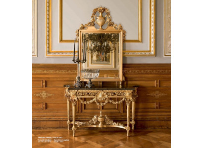 Groupe de consoles de table de toilette miroir doré de style baroque de chambre