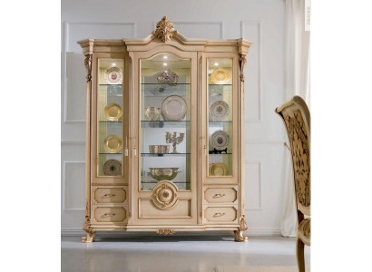 Vitrine Armoires de luxe Vitrines Bois Mobilier de salon Beige Baroque