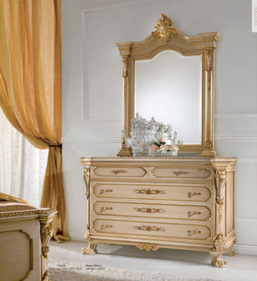 Groupe Commode Miroir Buffet Set Armoires Chambre Beige 2 pièces