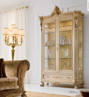 Vitrine Armoires de luxe Vitrines Bois Armoire de salon Beige Baroque