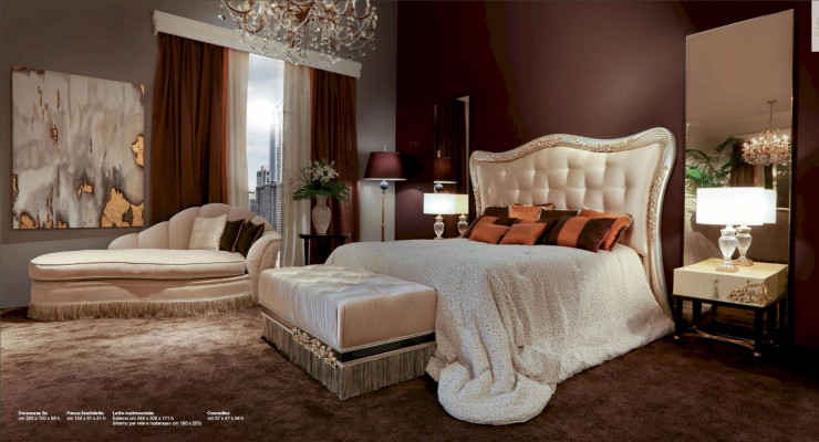 Lit Lit double Chesterfield Tissu Lits de luxe Bois Chambre à coucher