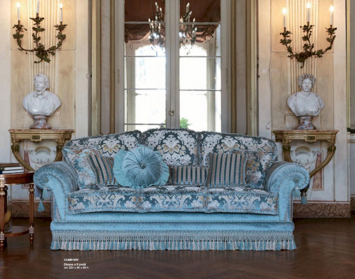 Canapé 3 places Canapés 3 places Tissu Luxe Bois Mobilier de salon Bleu