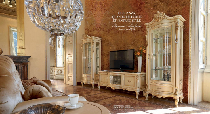 Vitrine Armoires de luxe Vitrines en bois Mobilier de salon Beige Baroque
