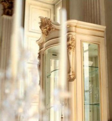 Vitrine Armoires de luxe Vitrines en bois Mobilier de salon Beige Baroque