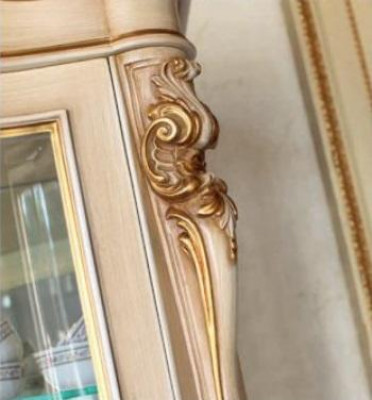 Vitrine Armoires de luxe Vitrines en bois Mobilier de salon Beige Baroque