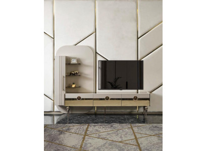 Unité murale de luxe de style italien, meuble TV buffet gris pour salon