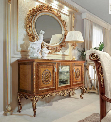 Miroir mural Miroir ovale doré Baroque Design de salon
