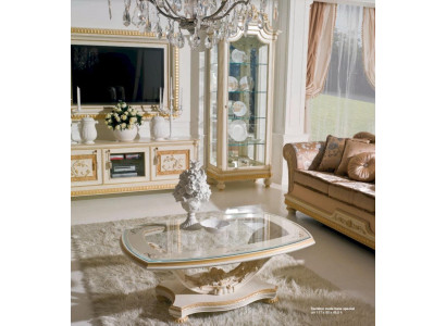 Table basse beige moderne, mobilier de salon de designer, ameublement de luxe.