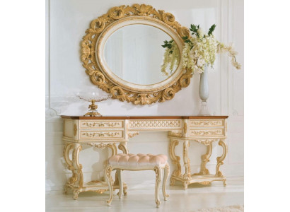 Miroir mural Miroir De Luxe Bois Or Baroque Chambre Ovale 154x127